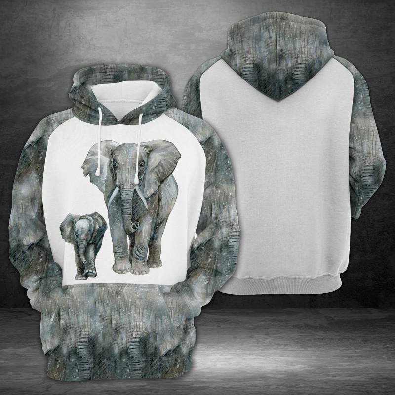 Elephant with little baby H12511 – All Over Print Unisex Hoodie