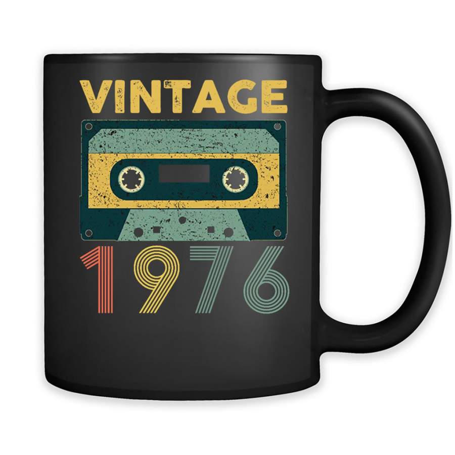 40th Birthday Gift Vintage 1976 Year Old Mixtape – Full-Wrap Coffee Black Mug