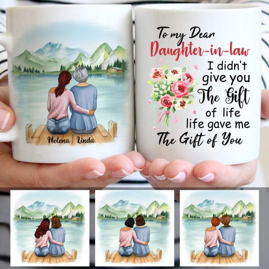 To my Dear Daughter-in-law, Life gave me the gift of you, Lake view, Customized mug, Personalized gifts, Mother’s Day gifts