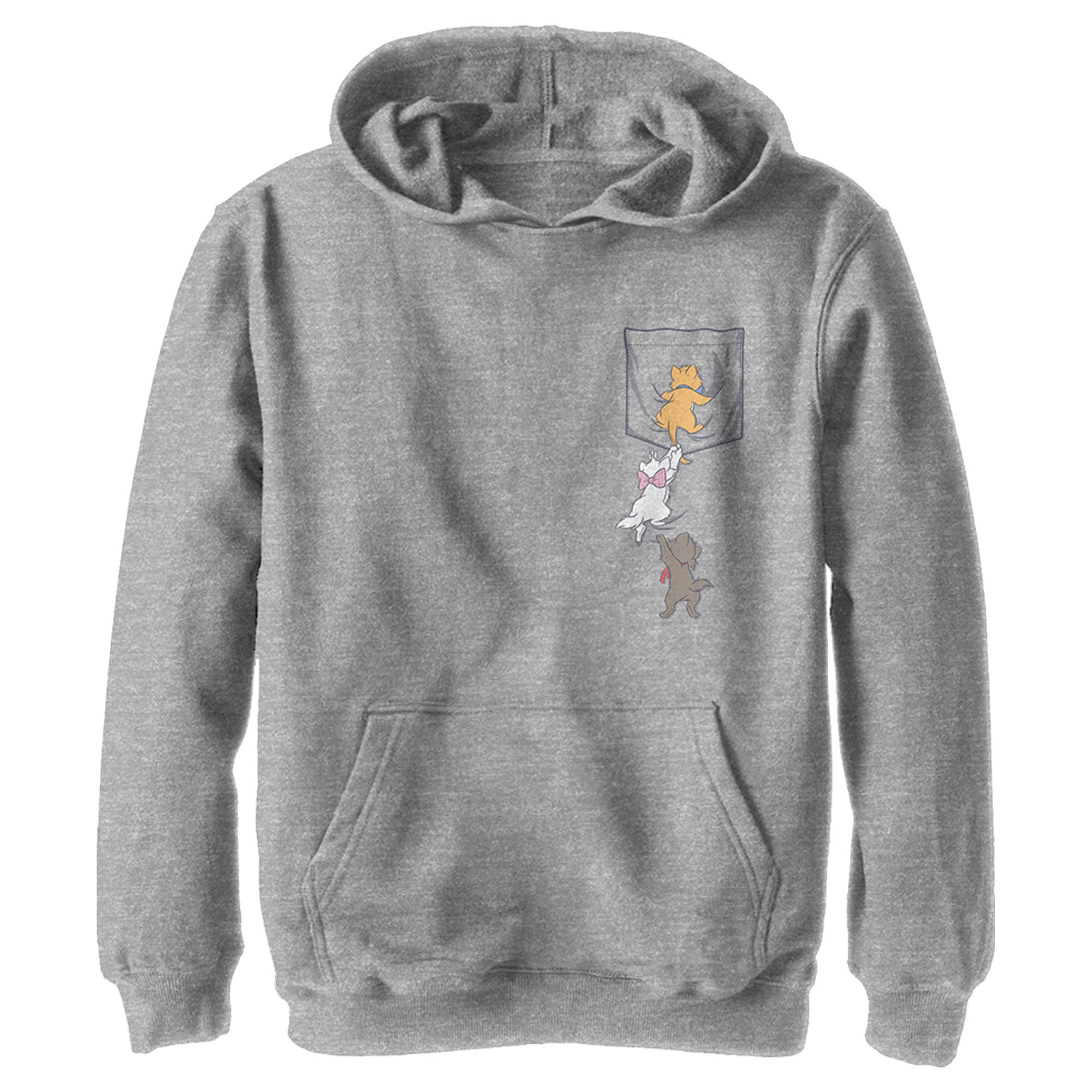 Boy’S Aristocats Kittens Climbing Pocket Badge Pull Over Hoodie