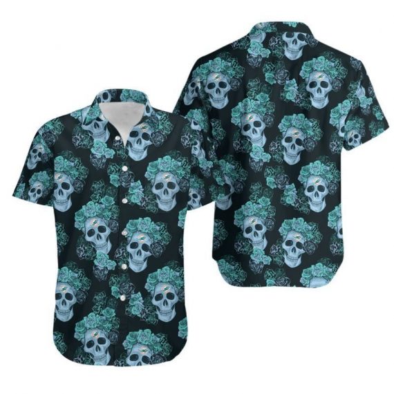 Gift For Husband Dad Miami Dolphins Mystery Skull And Flower Hawaii Shirt Ha72903