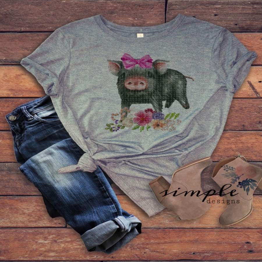 Piglet T-shirt, Pig Shirt Farm Animals Tee, Barnyard Buddies