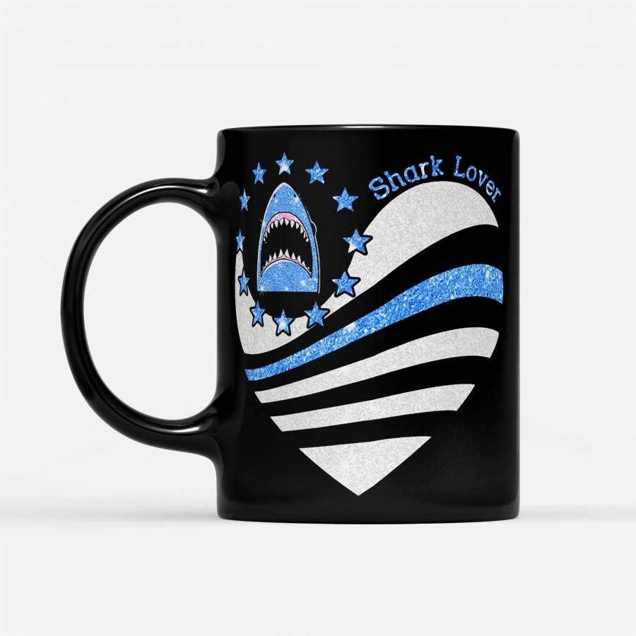 Shark Lover Heart – Black Mug