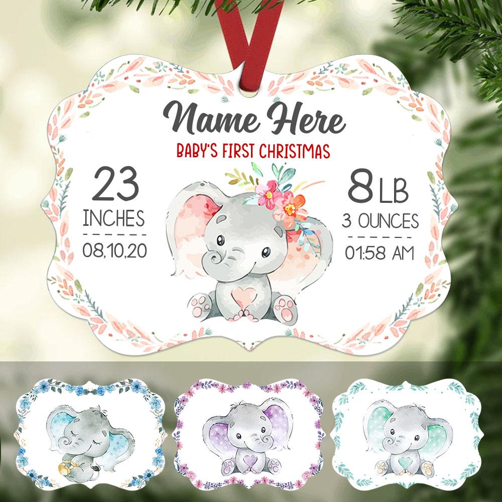 Personalized Elephant Baby First Christmas Mdf Benelux Ornament Ob82 73O58