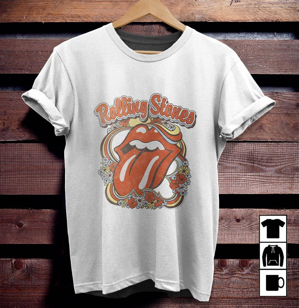 The Rolling Stones Merch Vintage Floral Ladies Fit T-Shirt Sweatshirt Hoodie