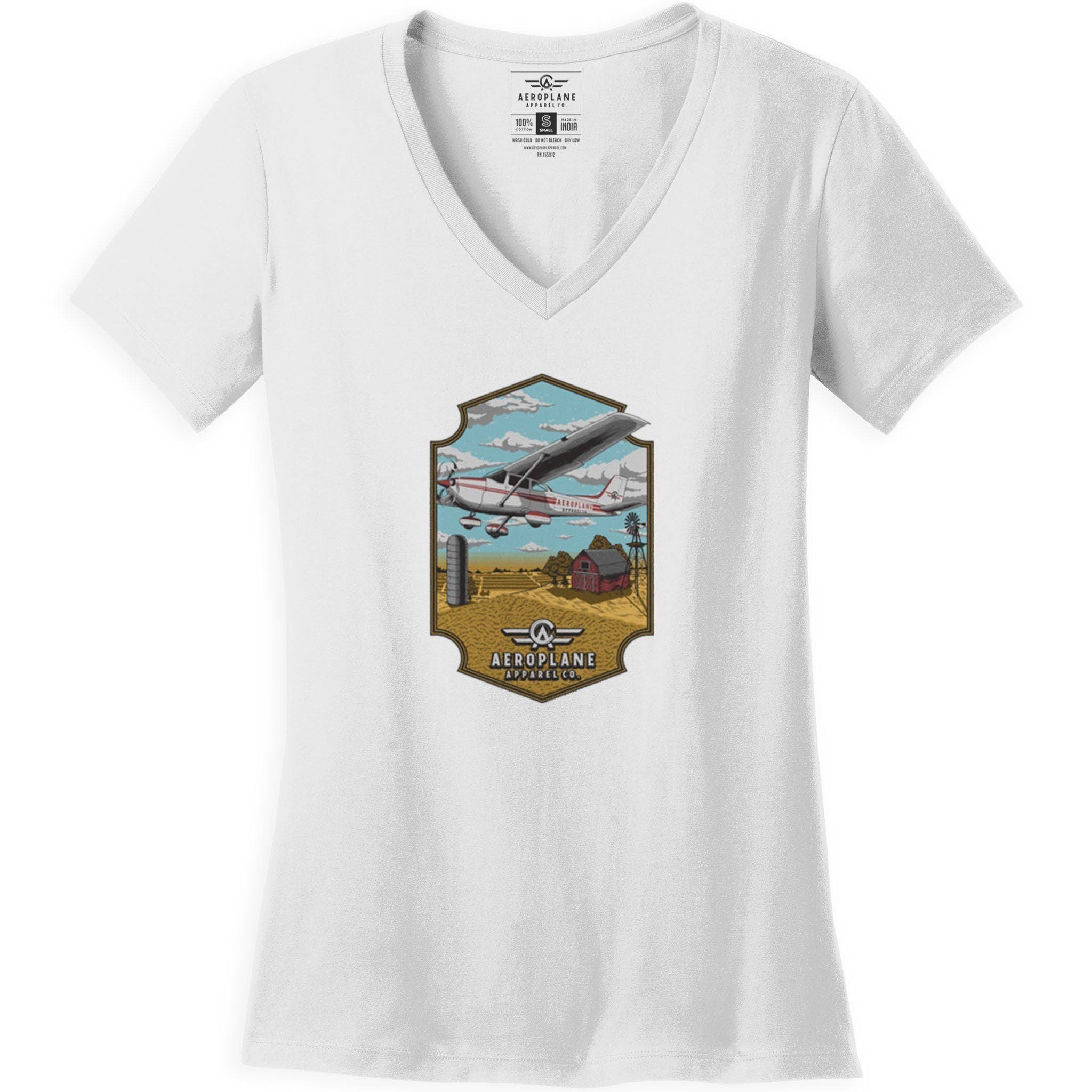 Cessna Over Farm Aeroplane Apparel Co. Women’s T-Shirt
