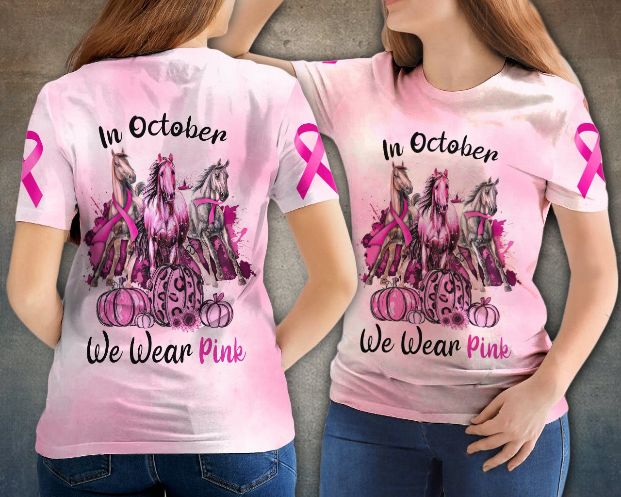 In October We Wear Pink – Breast Cancer Awareness 3D T-Shirt