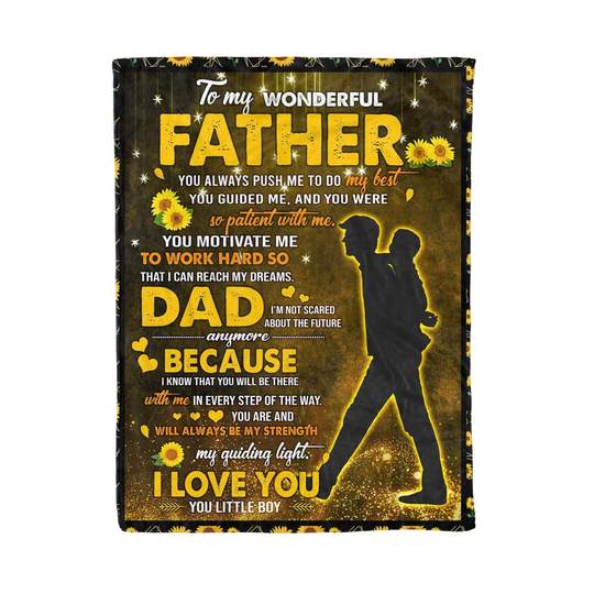 To My Wonderfull Father You Always Push Me To Do My Heart Dad Blanket Gift For Dad Birthday Gift Home Decor Bedding Couch Sofa Soft And Comfy Cozy