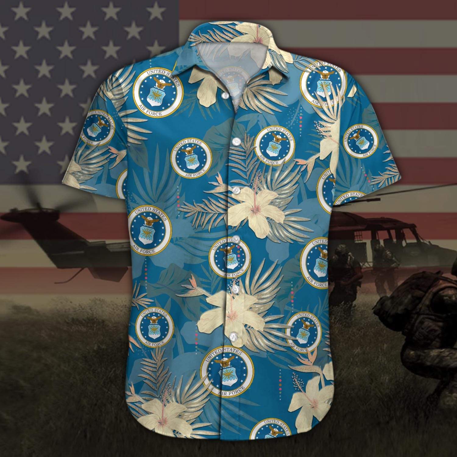 Us Air Force Blue Tropical Summer Unisex Hawaii Beach Shirts Ha97076