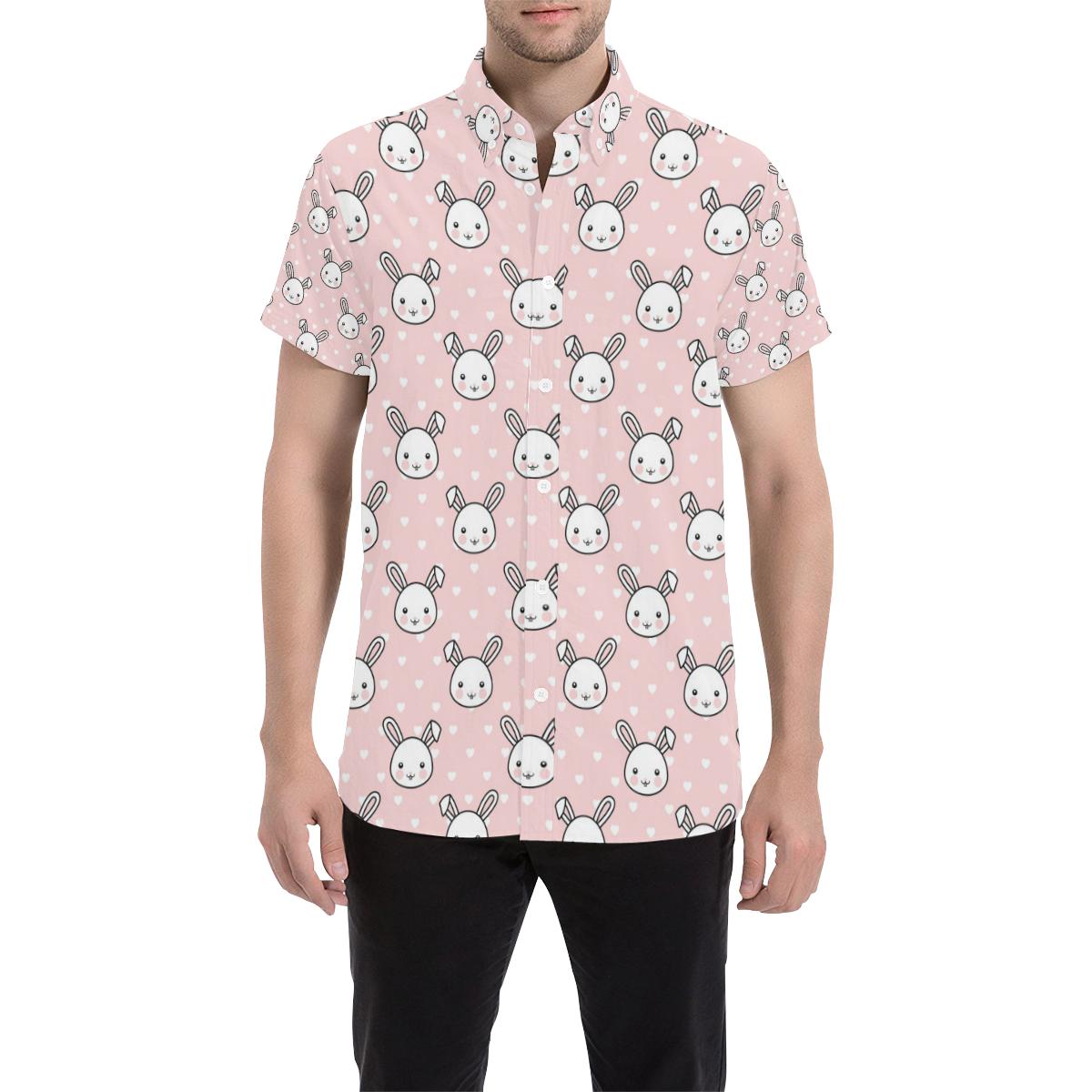 Rabbit Pattern Print Design Rb02 Men Button Up Shirt