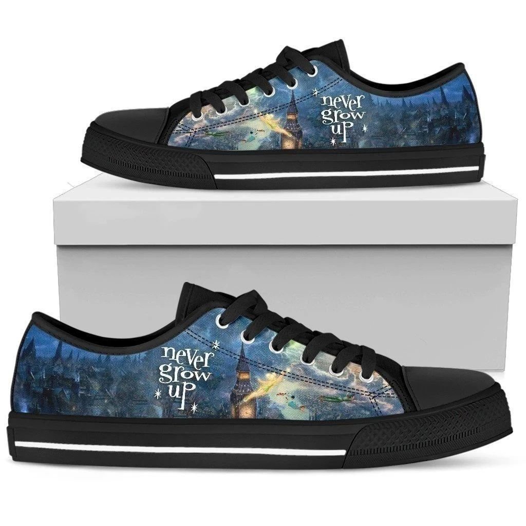 Tinker Bell And Peter Sneakers Low Top Never Grow Low Top Shoes Men Women Realtorgift