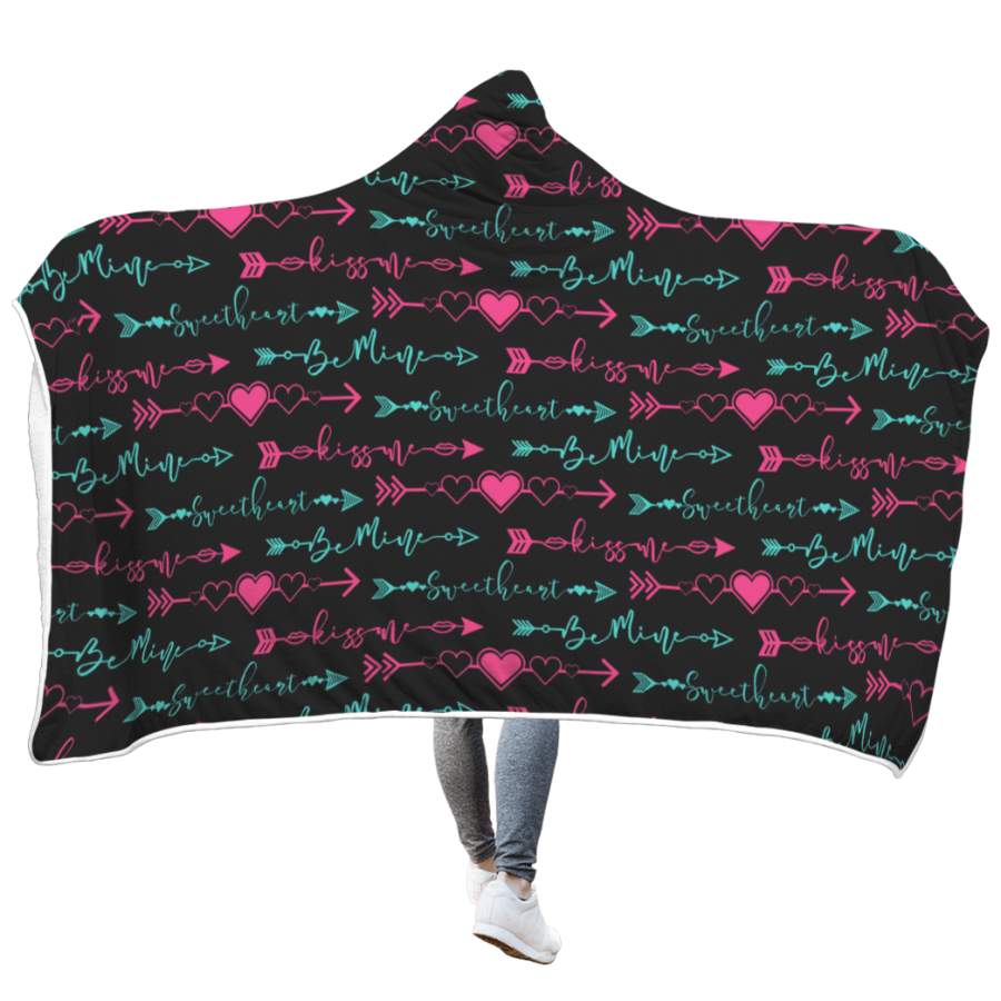 Sweet Heart Be Mine Custom Hooded Blanket