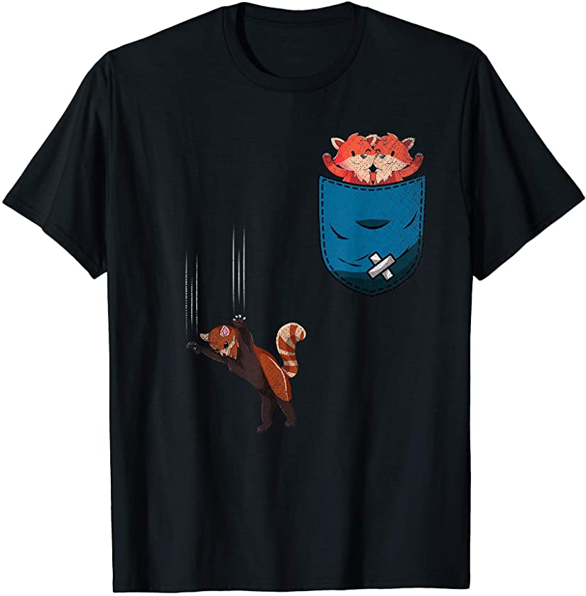 Zoo Keeper Gift Bamboo Cute Animal Pocket Red Panda T-Shirt