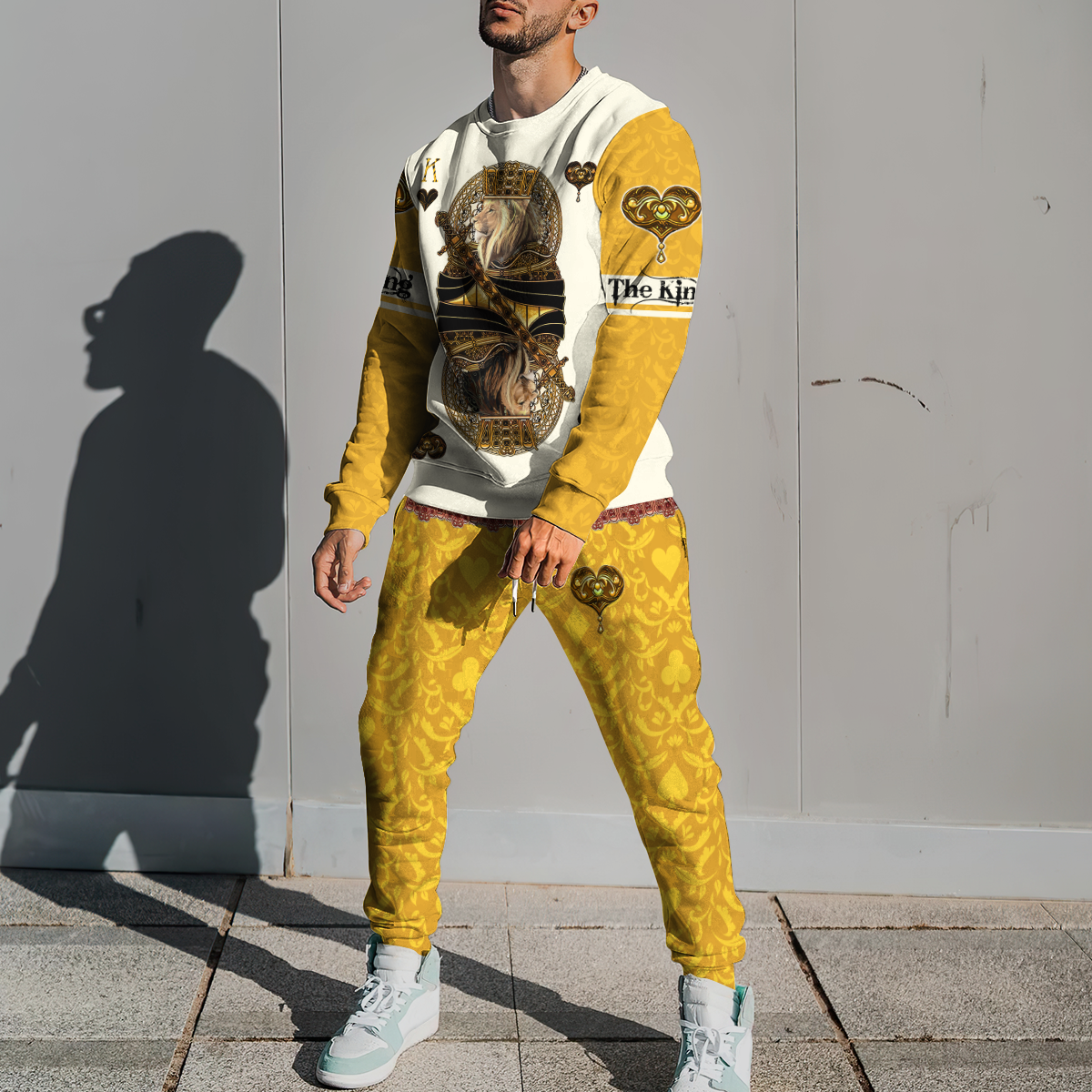 Yellow Alpha King Heart Lion 3D All Over Printed Combo Sweater + Sweatpant