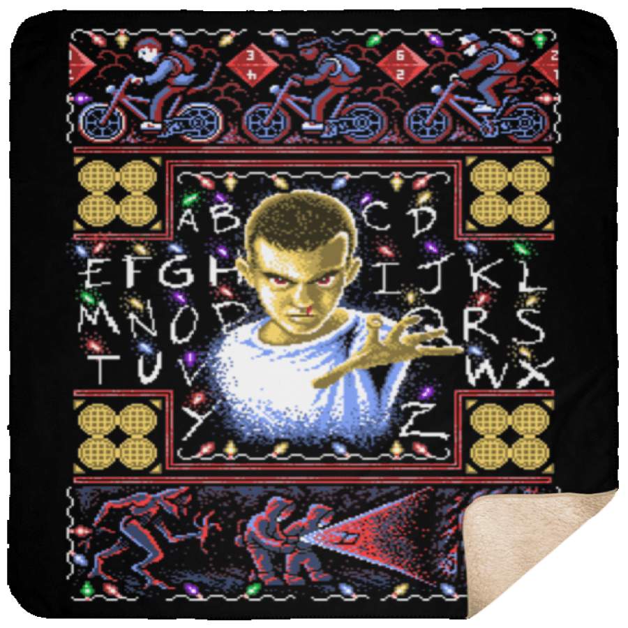 Stranger Things ugly sweater 50×60 Sherpa Blanket