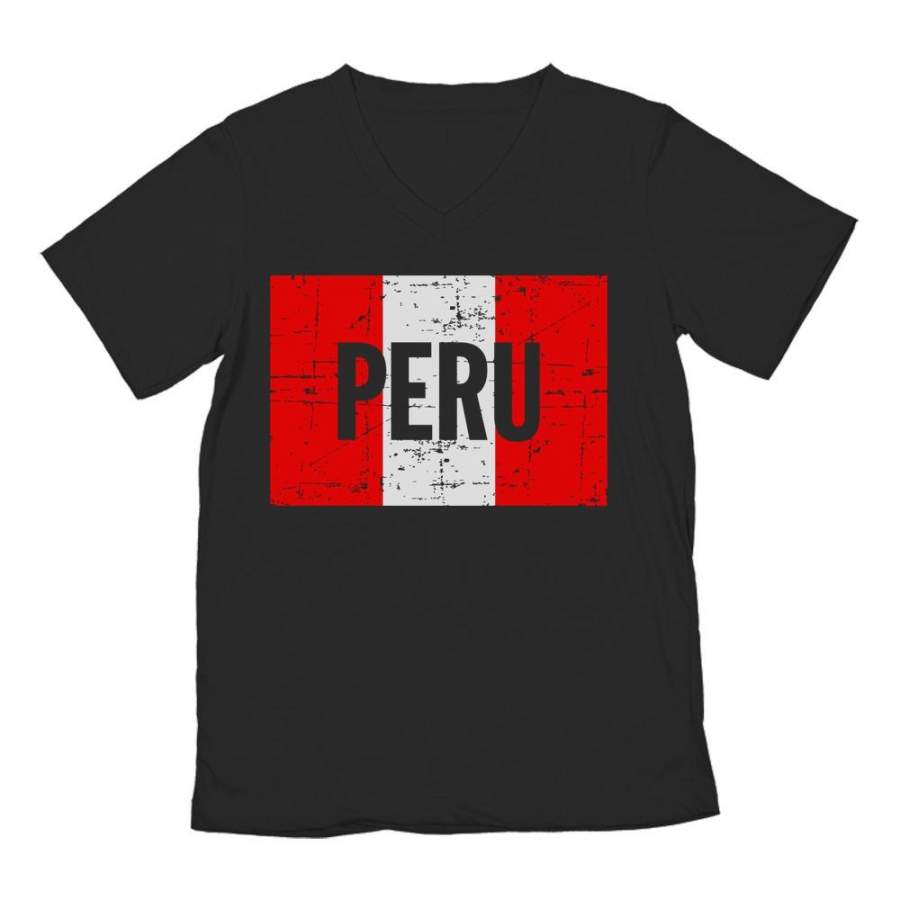 Peru Vintage Flag V-Neck T-Shirt