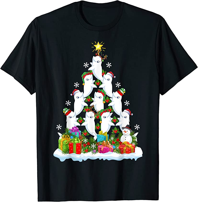 Beluga Whale Xmas Tree Lighting Santa Beluga Whale Christmas T-Shirt