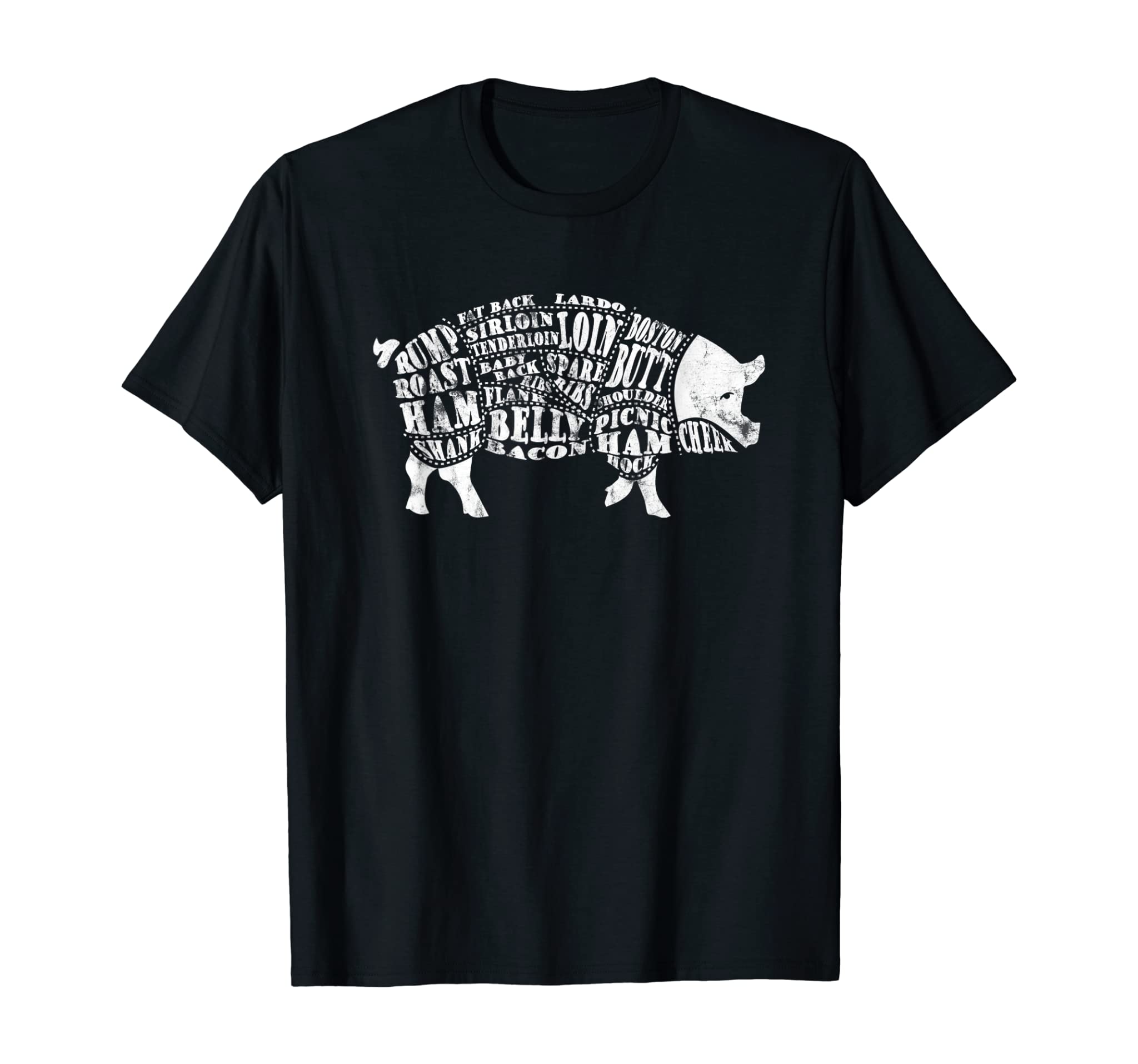 Mens BBQ T-Shirts: Pig Cuts Barbecue and Grilling T-shirt T-Shirt