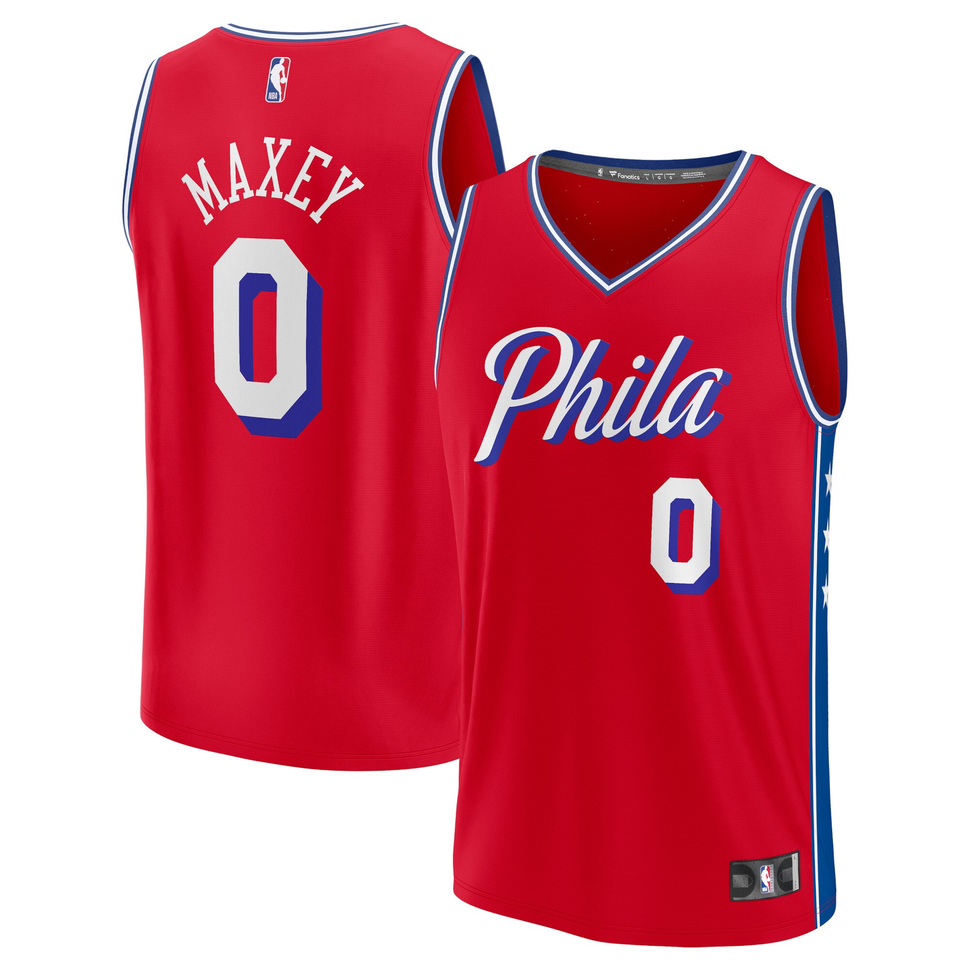 Tyrese Maxey Philadelphia 76ers Branded Fast Break Replica Player Jersey – Statement Edition – Red 2