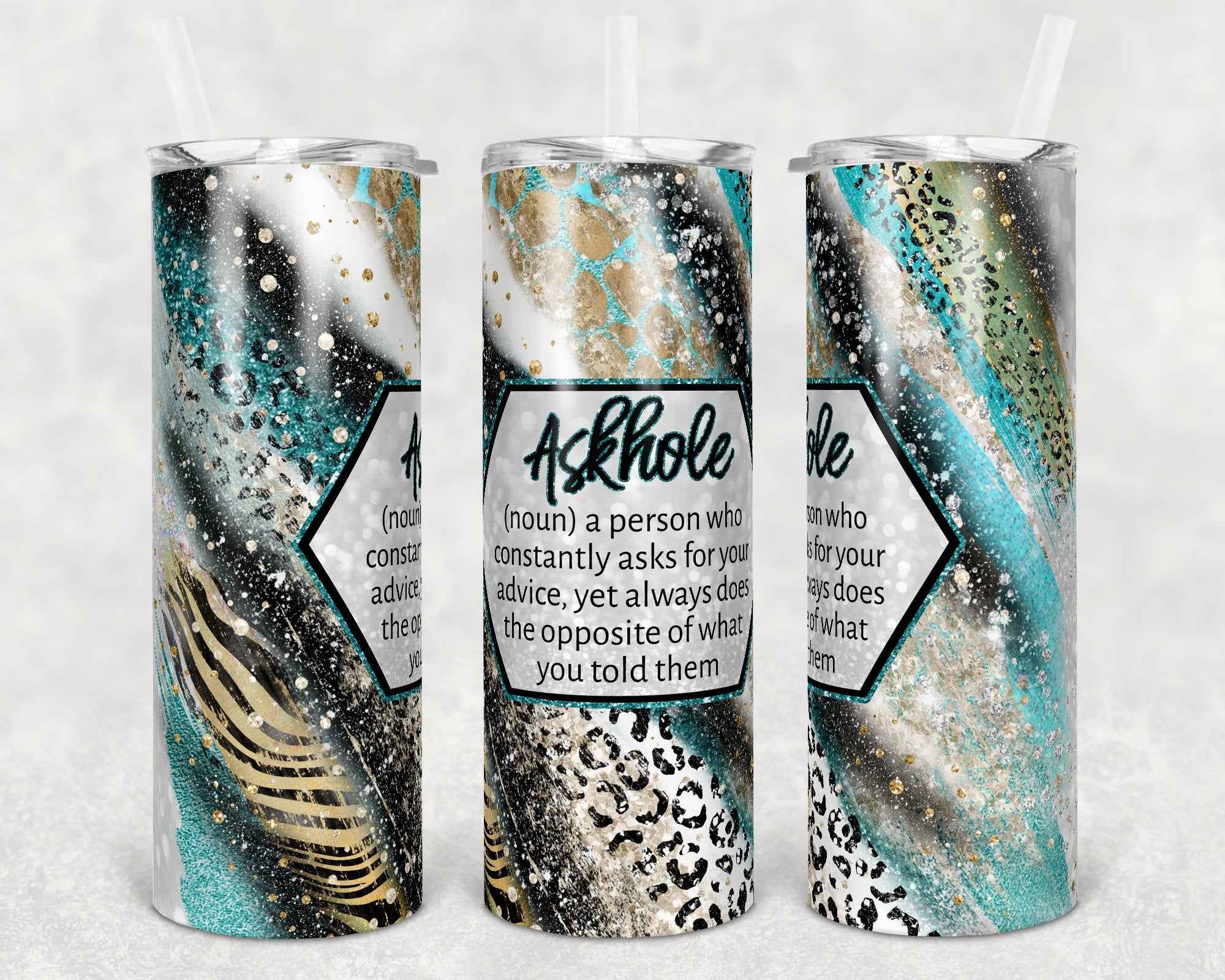 Agate Milky Way Sassy Askhole Safari Animal Skinny Tumbler