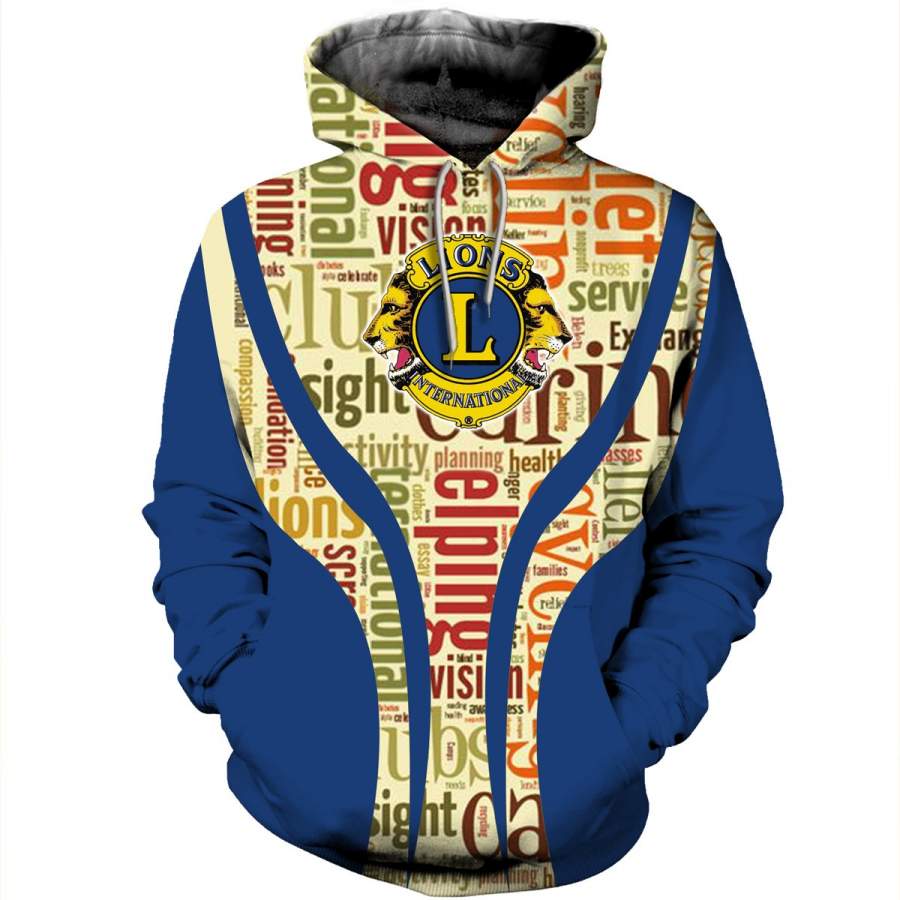 3D ALL OVER PRINTED LIONS CLUBS INTERNATIONAL T SHIRT HOODIE