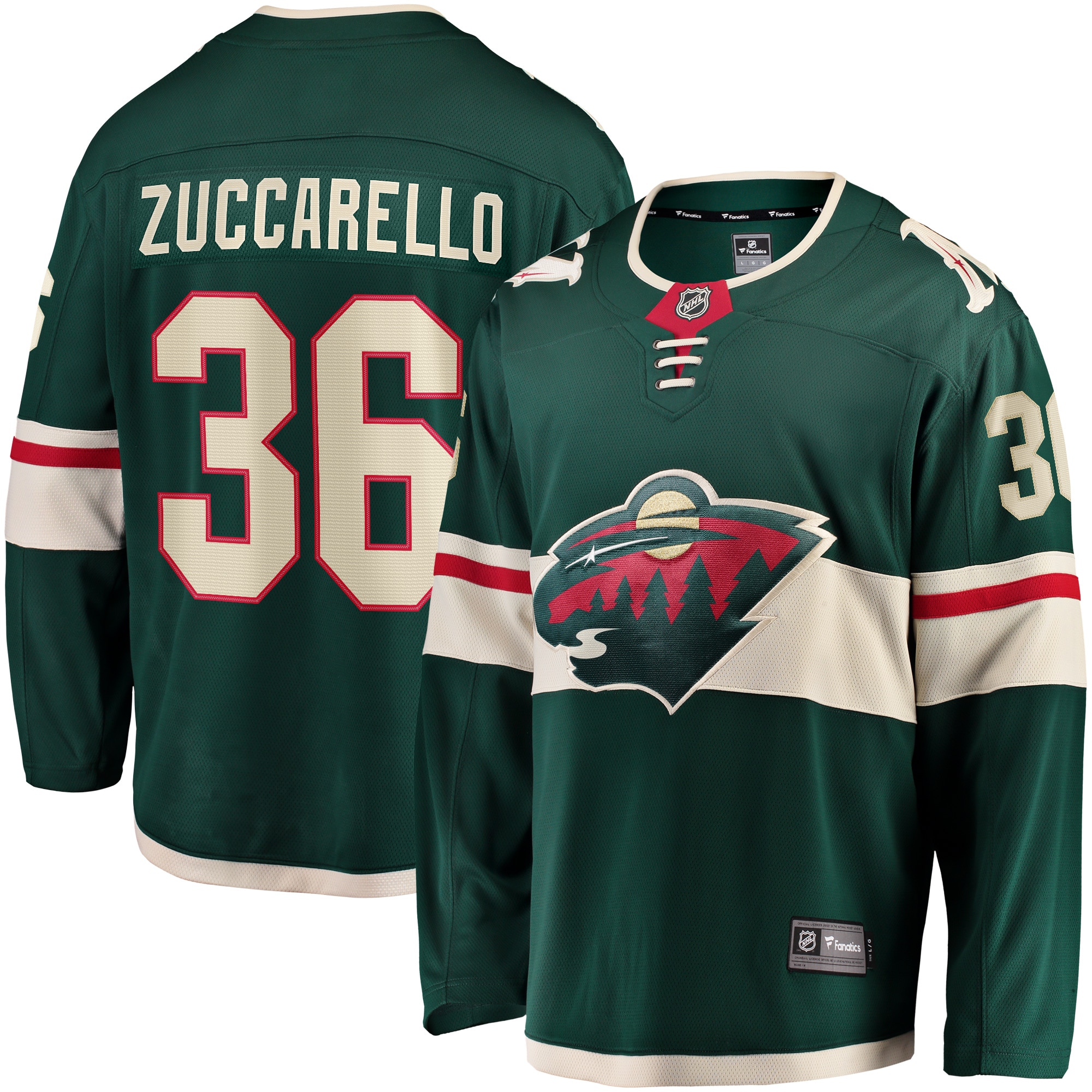 Mats Zuccarello Minnesota Wild Branded Team Color Breakaway Player Jersey – Green