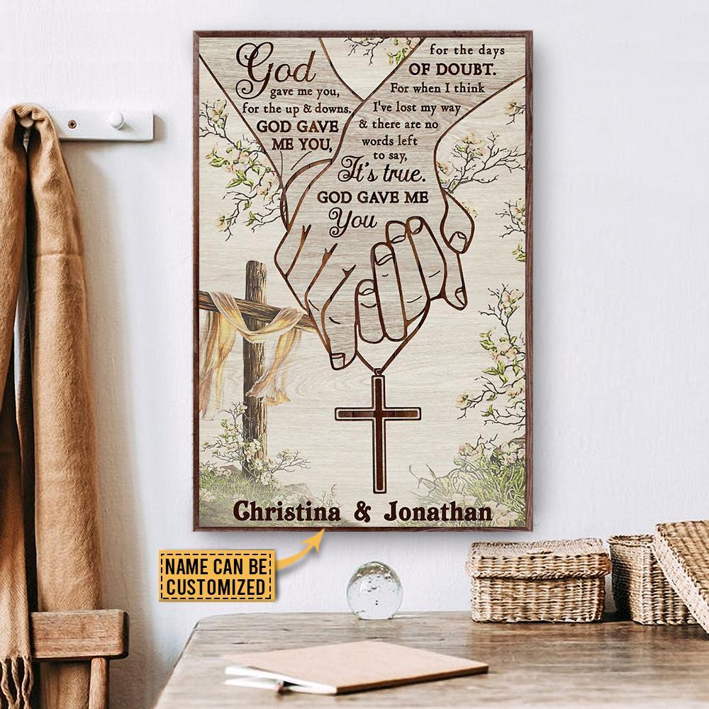 Aeticon Gifts Personalized Christian Couple God Gave Me You Canvas Mom Dad Gift Home Decor