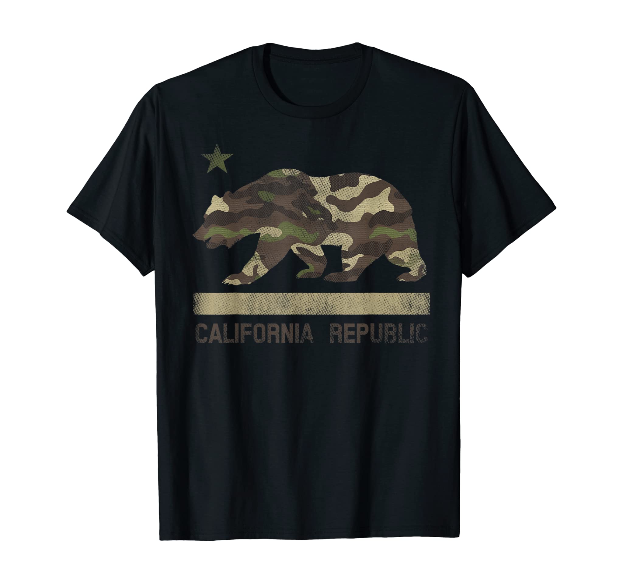 Camouflage California Republic Flag Bear Star Cali LA TShirt