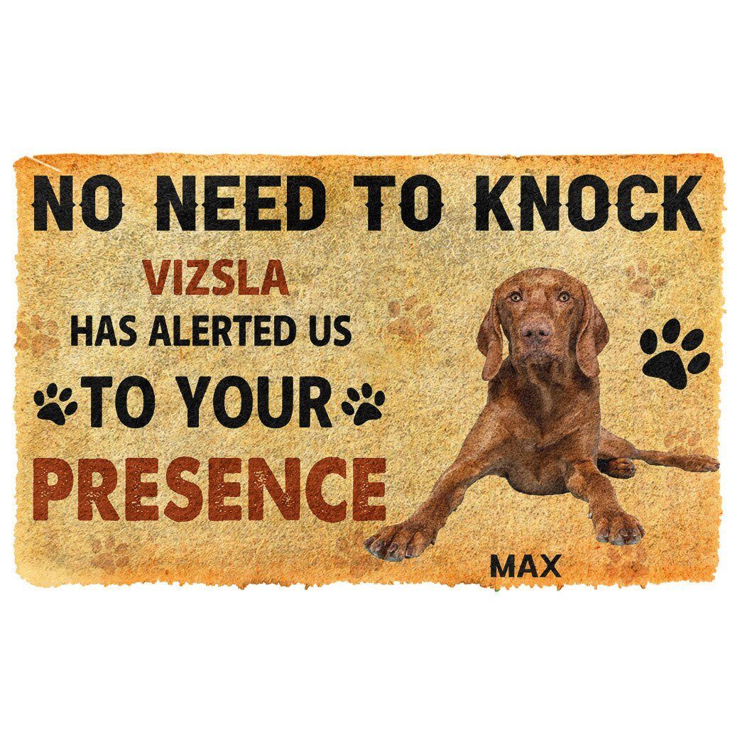 Gearhumans 3D No Need To Knock Vizsla Dog Custom Name Doormat