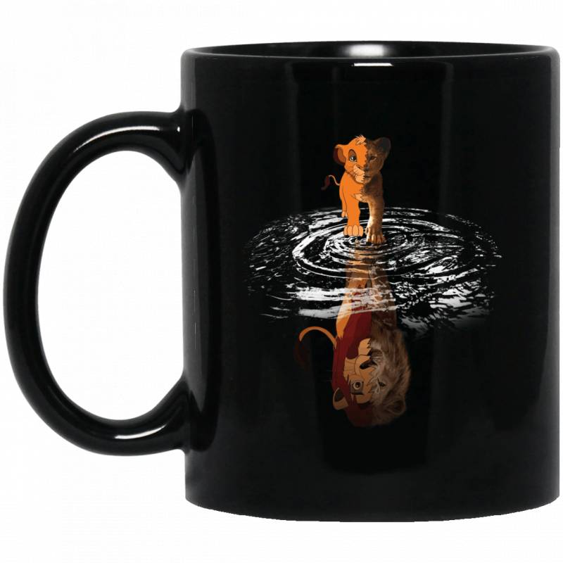 Simba Water Reflection Lion King Black Mug Beautiful gift for Fans MN07