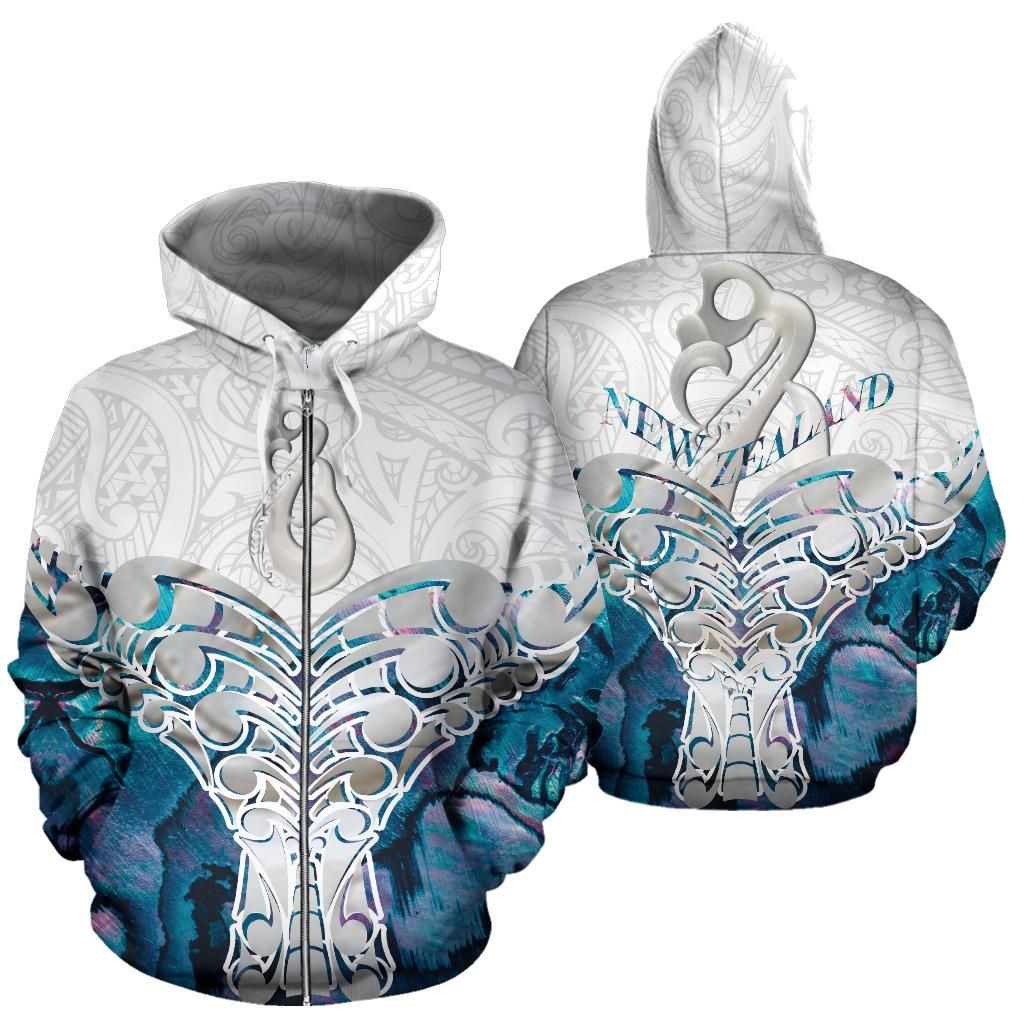 Whale Tail Manaia New Zealand Zip Hoodie K13