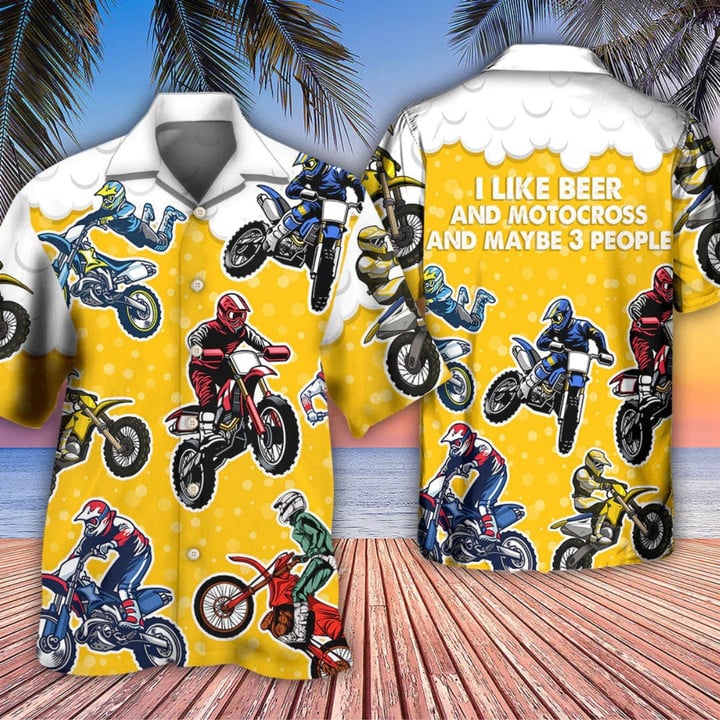 Beer I Like Beer And Motocross Hawaiian Shirt Men Women Beer Hawaii Aloha Beach Shirt, Beach Party 2023 Shirt