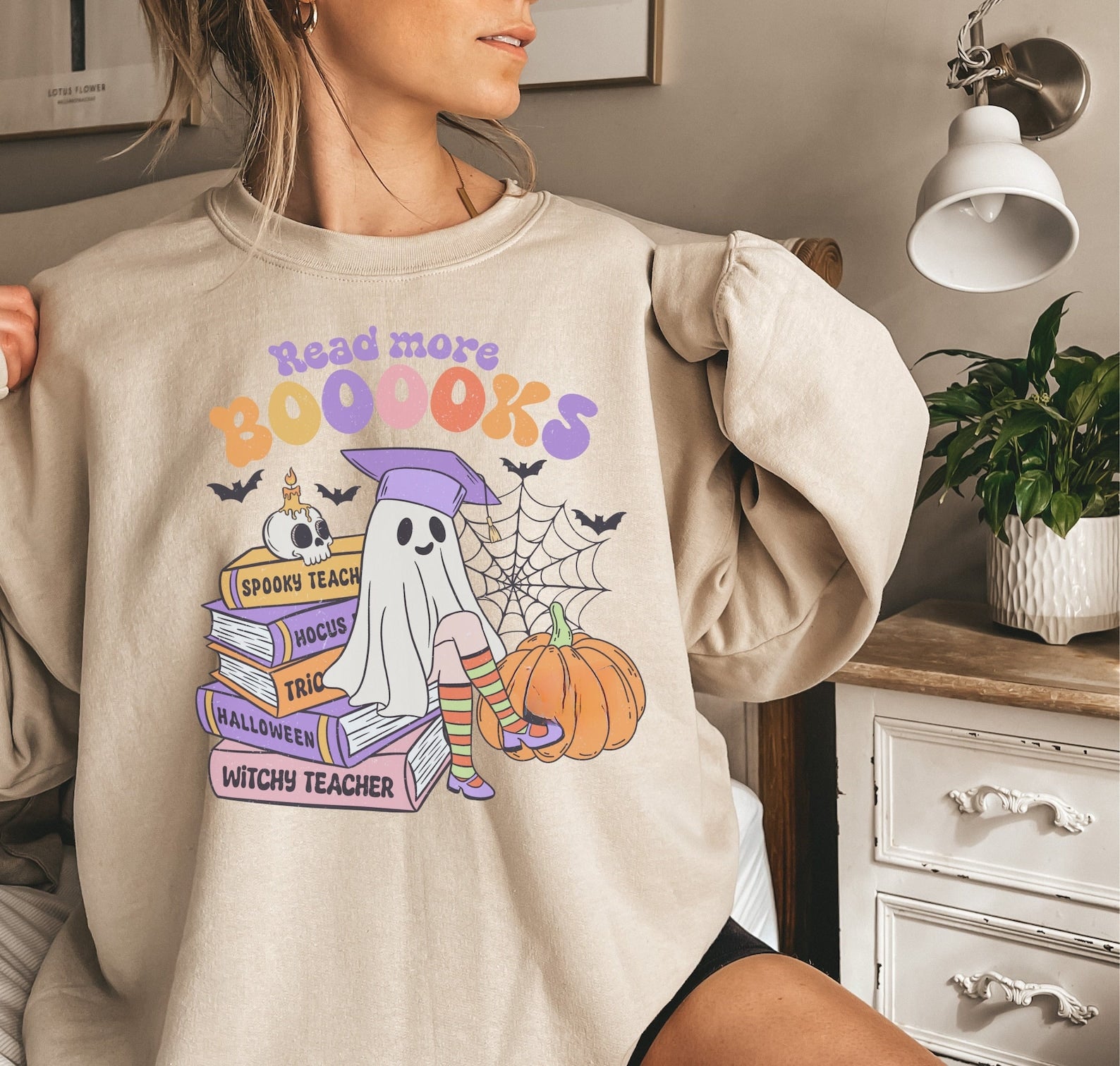 Teacher Halloween 2D Crewneck Sweatshirt All Over Print Sweatshirt For Women Sweatshirt For Men