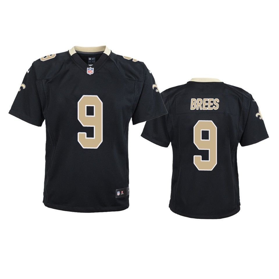 New Orleans Saints Drew Brees Game Black Youth Jersey