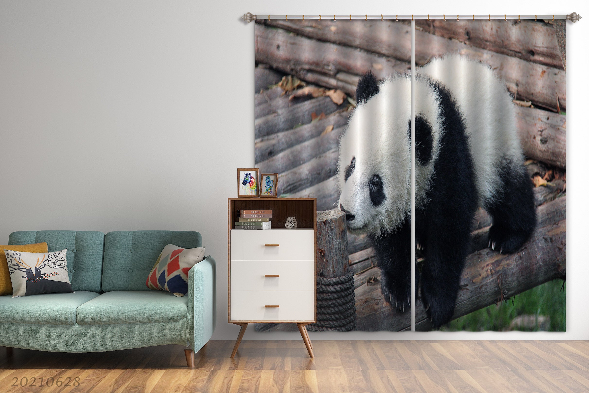 3D Wild Animal Panda Zoo Curtains And Drapes Lqh 89