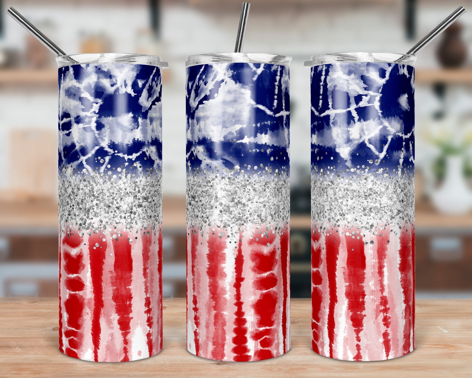 Tie Dye American Flag 20Oz Skinny Tumbler