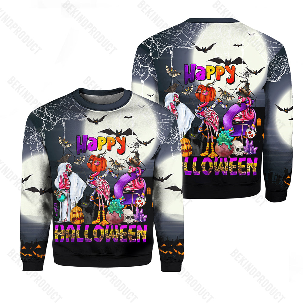 Happy Halloween Flamingo Crewneck Sweatshirt All Over Print Sweatshirt For Men & Women