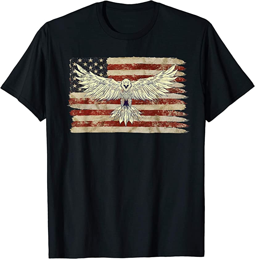 Vintage USA American Flag Eagle | Retro Patriotic Eagle Tee T-Shirt