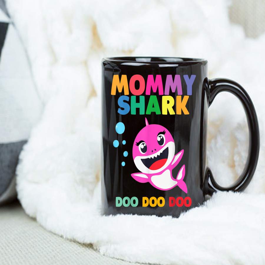 Coffee Mug Mommy Shark Mug Mothers Day Gift for Kids Womens – Black Mug