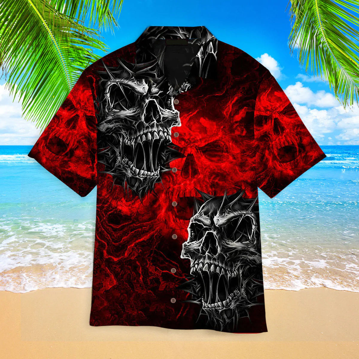 The Red Skull Halloween Hawaiian Shirt, Halloween Shirt, Gift For Halloween Day