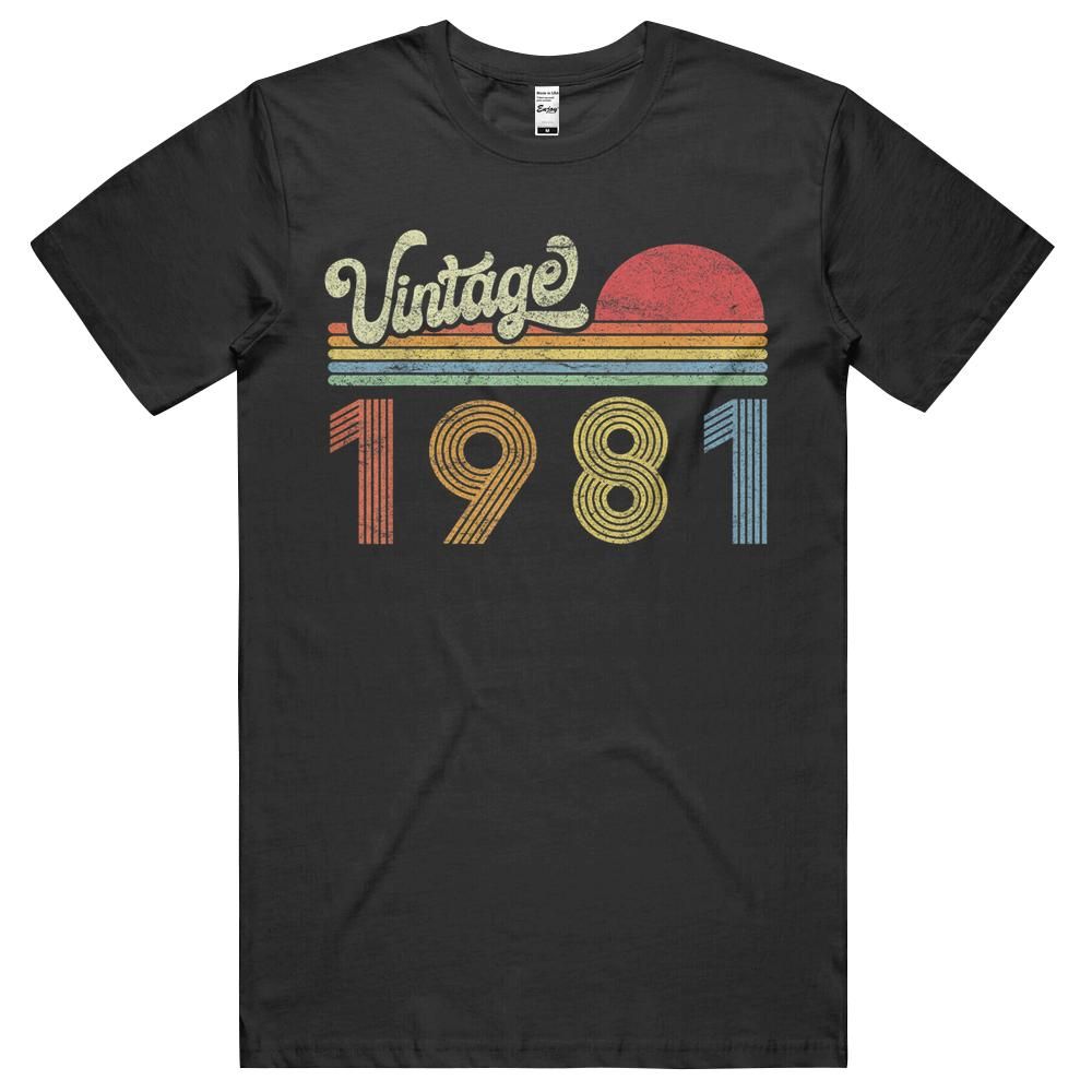 1981 Birthday Gift. Vintage Born Made 1981 Retro Sunset Unisex Shirt