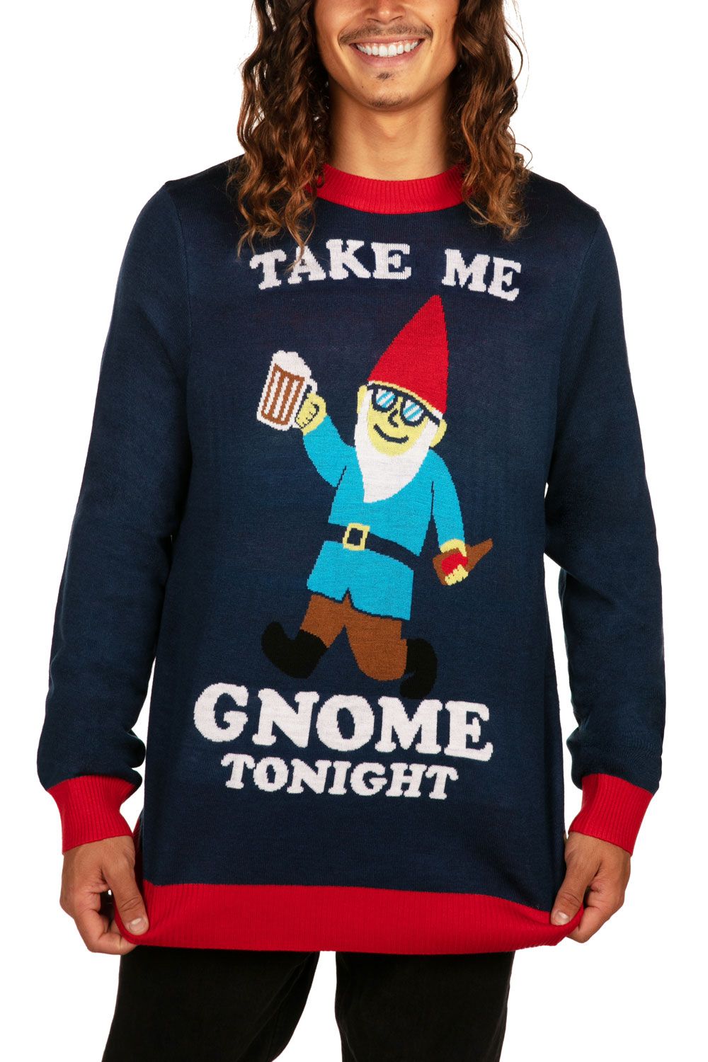 Tipsy Elves Men’S Take Me Gnome Tonight Ugly Christmas Sweater