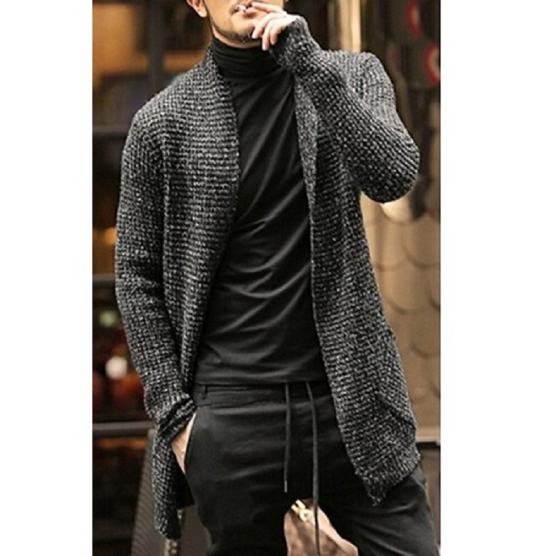 2020 autumn and winter foreign trade cross border fashion men’s long sleeved cardigan windbreaker medium long sweater alx