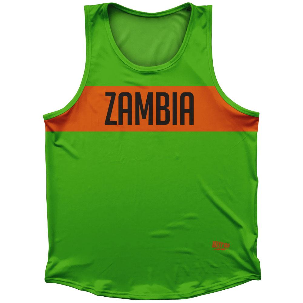 Zambia Country Finish Line Athletic Sport Tank Top Made In USA