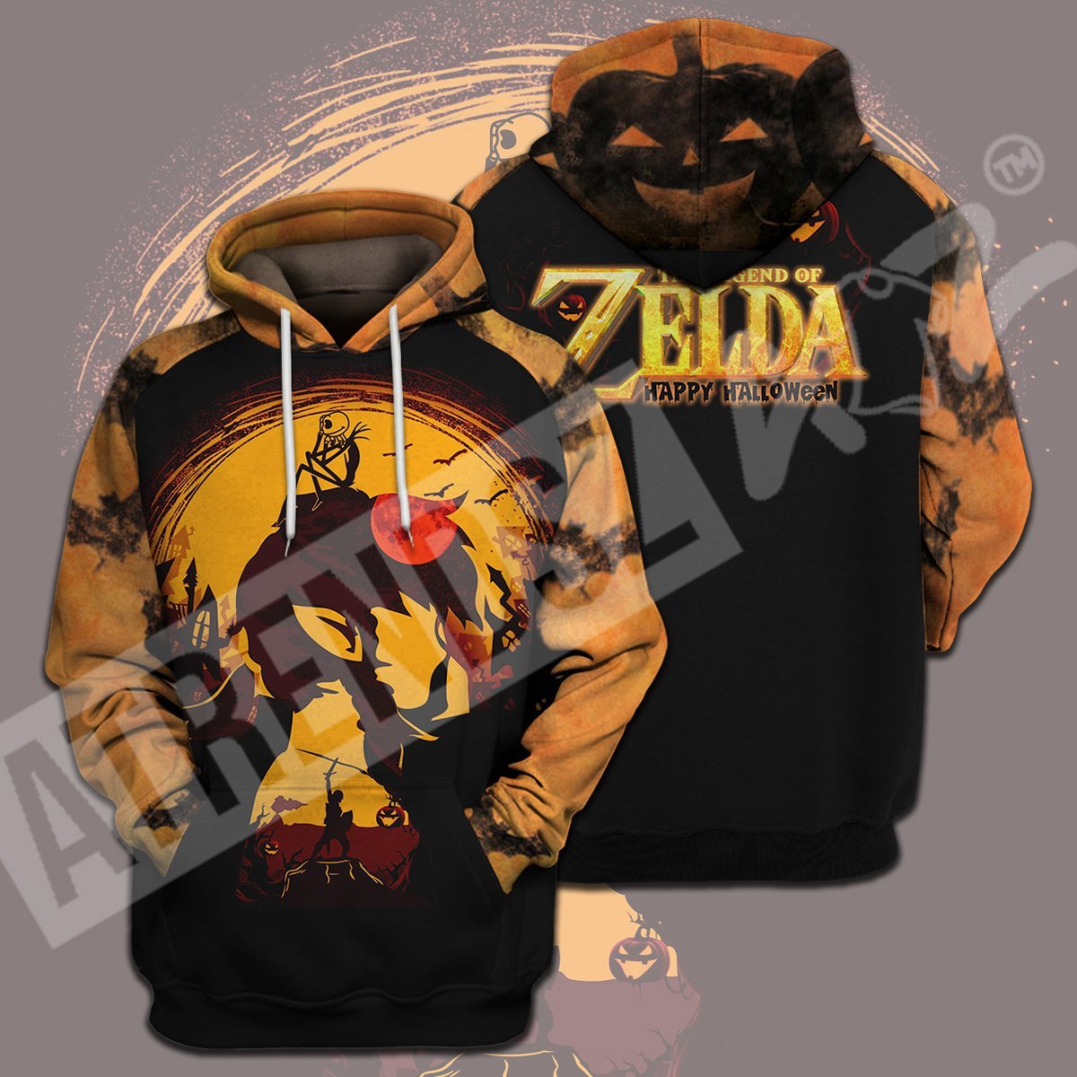 Legend Of Zelda Halloween Shirt Link Jack Skellington Halloween Orange T-Shirt Legend Of Zelda Hoodie