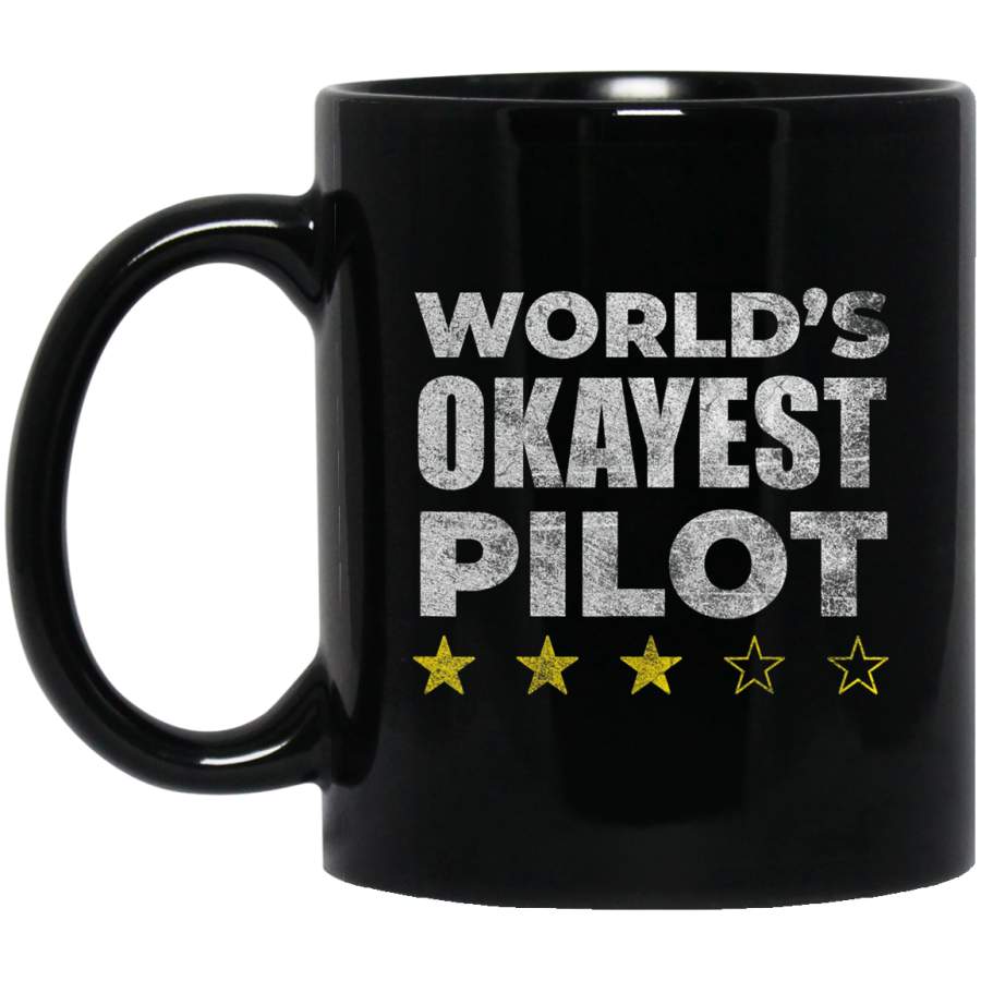 Funny Worlds Okayest Pilot – Vintage Style Coffee Mug