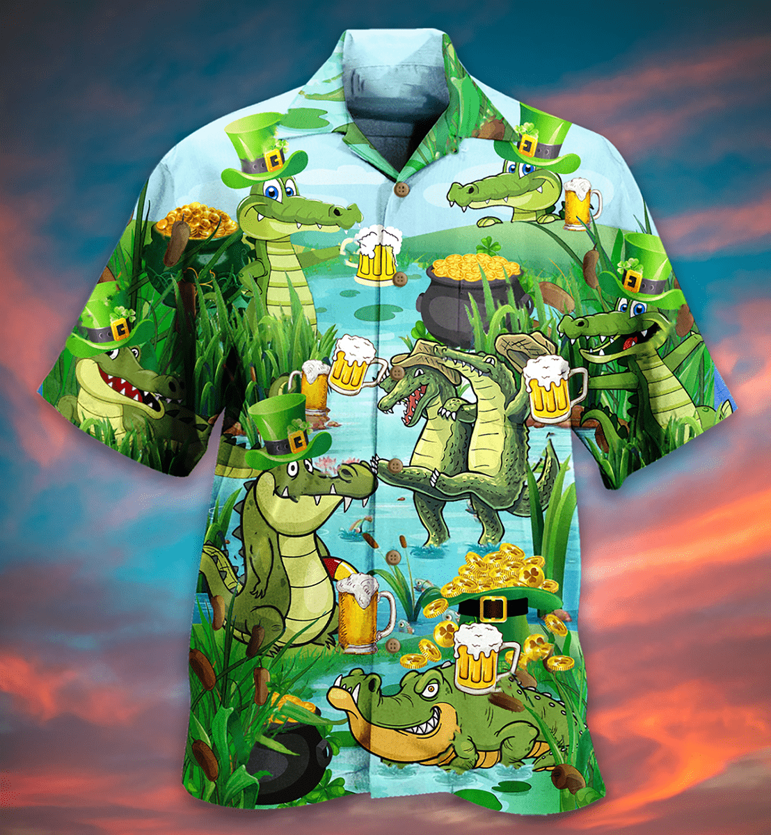 Crocodile Loves Beer Hawaii Shirt For Men Women Adult Ha744