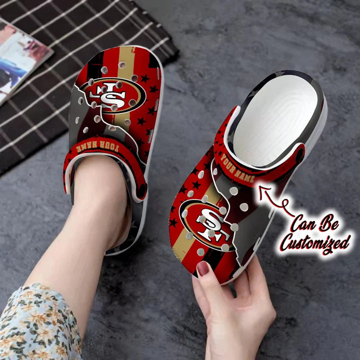 49Ers Crocss – Personalized San Francisco 49Ers Team American Flag Line Clog Shoes