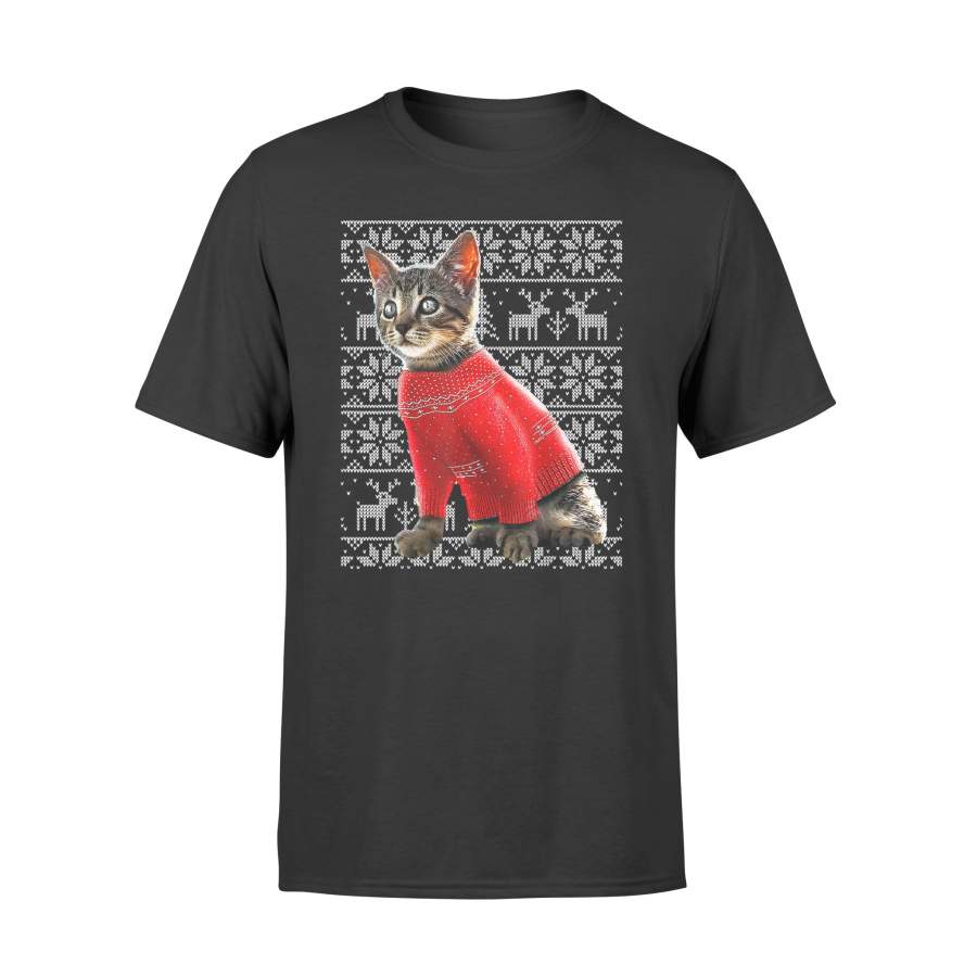 Ugly Christmas Sweater Cat Shirt Christmas Cat Gifts Women – Standard T-shirt