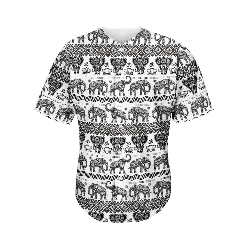 White And Black Indian Elephant Print Men’S Baseball Jersey 3D Print